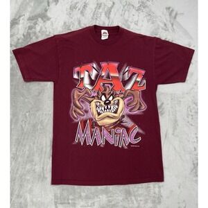 Vintage Looney Tunes Taz Maniac T-Shirt Large Graphic Tee Tasmanian 90s Y2K